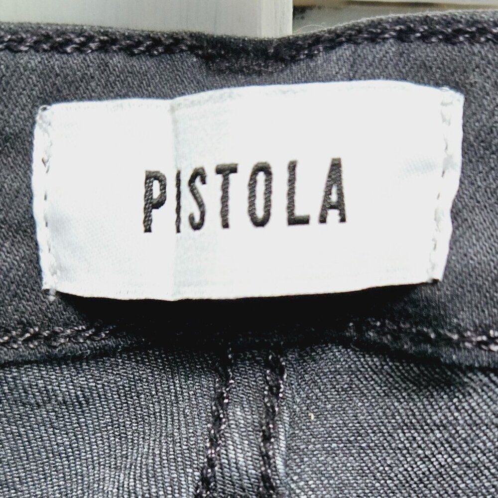 NWOT PISTOLA BLACK DENIM COTTON SPANDEX BLEND SKINNY HIGH RISE JEANS WAIST 27" - Picture 8 of 10